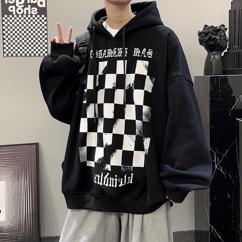 Áo hoodie nỉ bông siêu dày in hình họa tiết CARO phong cách hàn xẻng nam nữ m,ặc đều đẹp