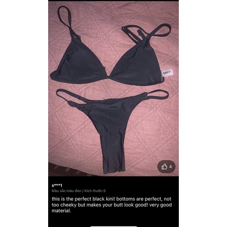 Bikini hai mảnh màu đen gợi cảm có mút hàng Shein