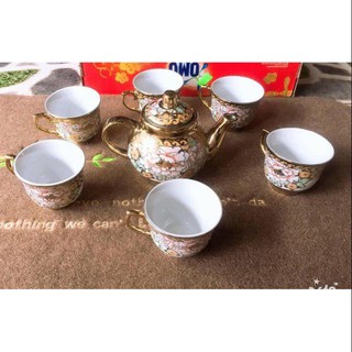 [Xả kho] BỘ TÁCH TRÀ SỨ NHŨ VÀNG (hàng tặng từ OMO)