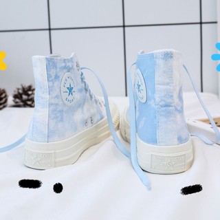 Giày Vải Canvas Cổ Cao Vẽ Tay Kiểu Hàn Quốc Xinh Xắn Cho Nữ