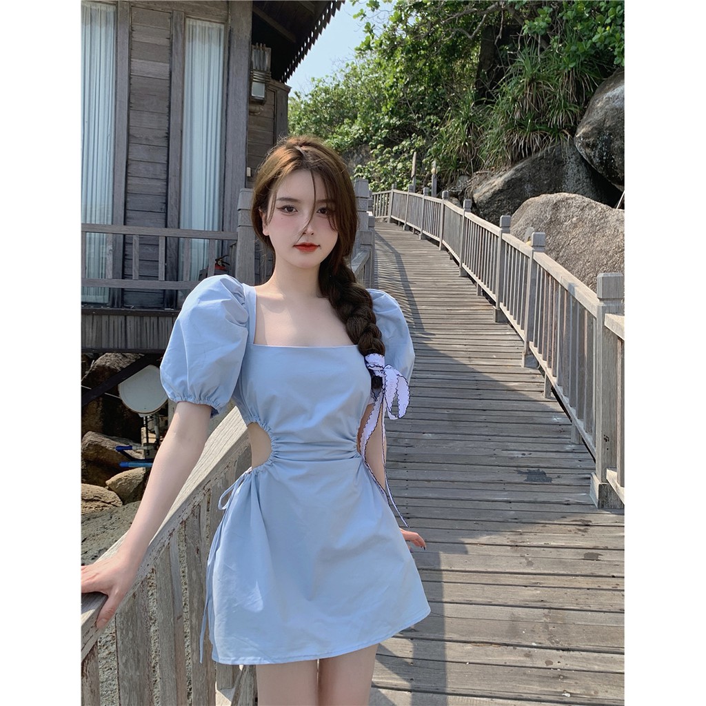 Jane Đầm đi biển baby thắt dây hở lưng Xanh trời Pastel cực yêu C072 | BigBuy360 - bigbuy360.vn