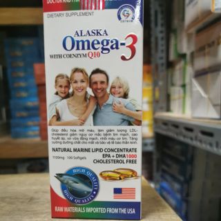 Dầu Cá Alaska Omega 3 Hộp 100 viên - Bổ Não, Tăng Cường Thị Lực, Giảm Nguy Cơ Mắc Bệnh Tim Mạch