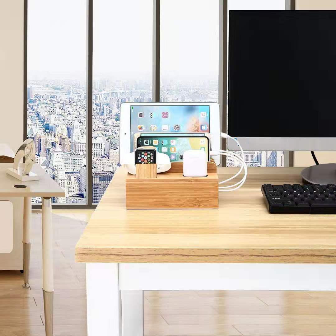 Wooden Charging Dock Station Multi-Function Storage Bracket | WebRaoVat - webraovat.net.vn