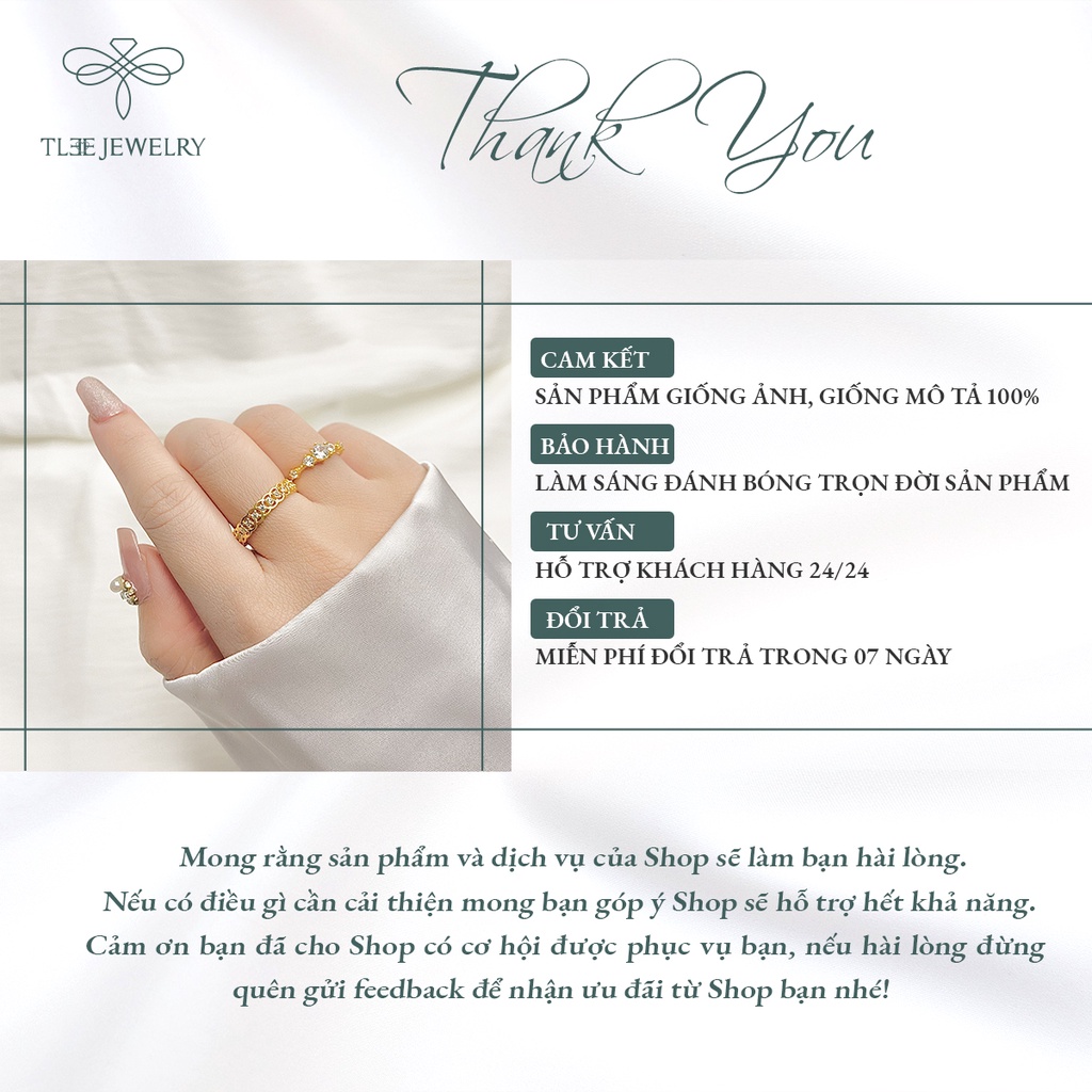 Nhẫn bạc nữ TLEE Snow Princess Fre mạ vàng 14k đính đá cao cấp NCJ A0139
