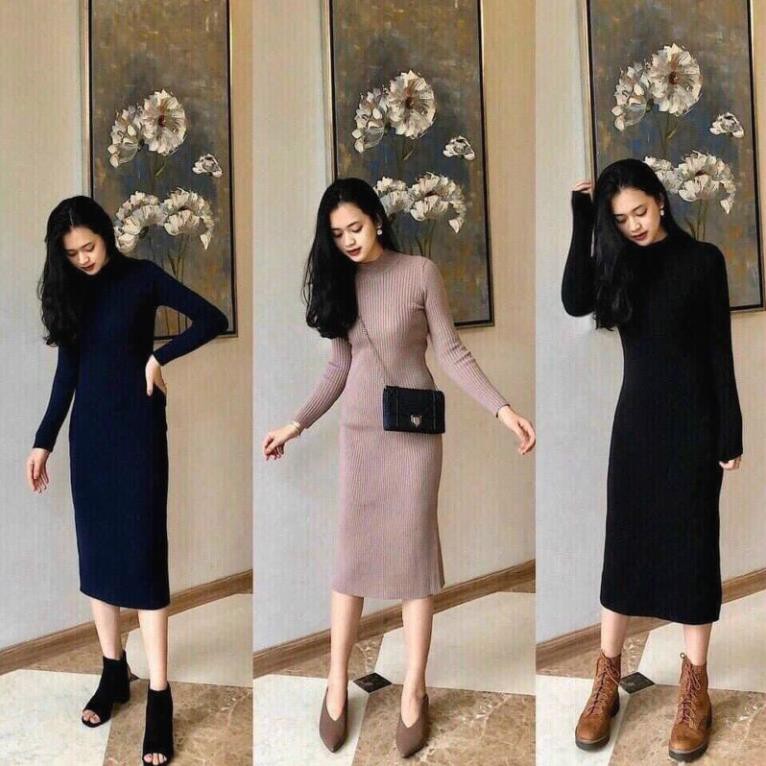 Váy body len cổ 3 phân quảng châu