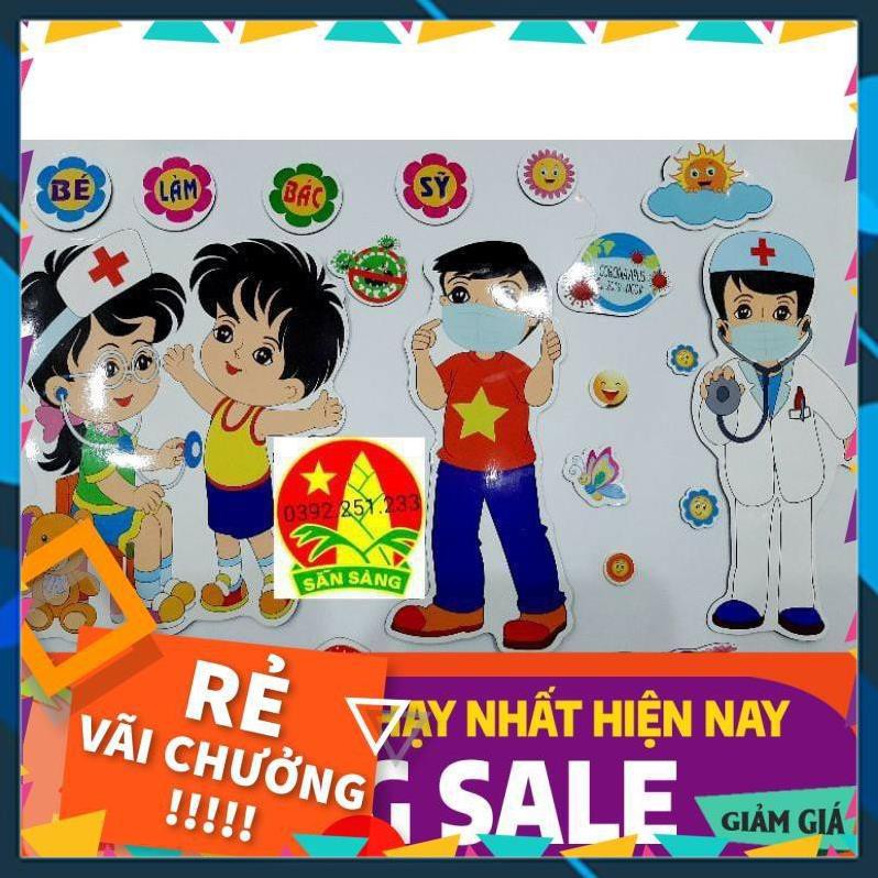 [BÁN CHẠY]  Tranh góc mầm non 9 chủ đề góc xây dựng góc nghề nghiệp nội trợ... [Xốp đẹp + Tặng Keo]