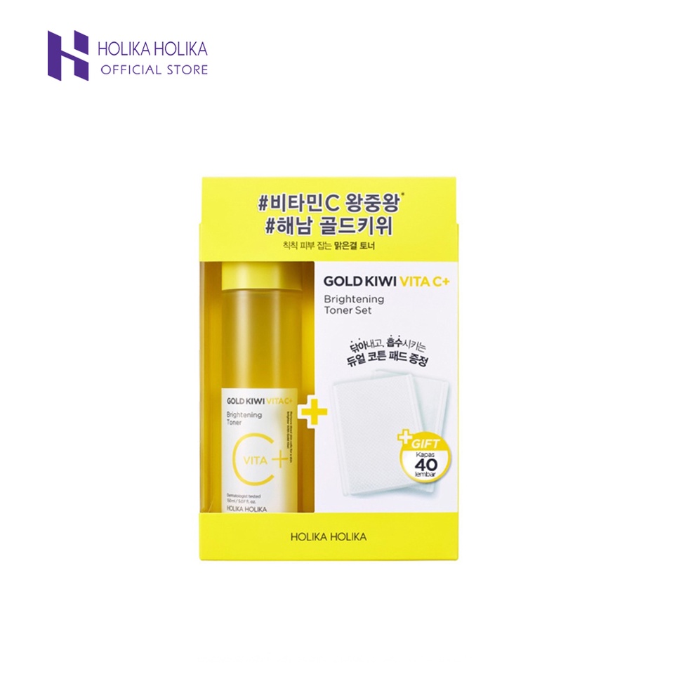 Toner kiwi vàng dưỡng trắng da ngừa nám tàn nhang VITA C+ HOLIKA HOLIKA gold kiwi vita C+ 150ml