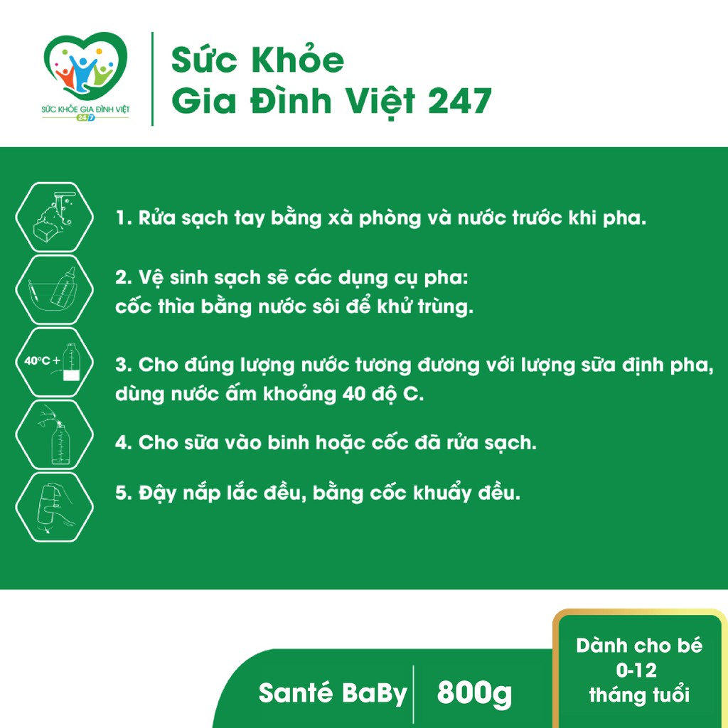 Sữa Santé baby 800g - Tăng sức đề kháng cho trẻ từ 0-12 tuổi