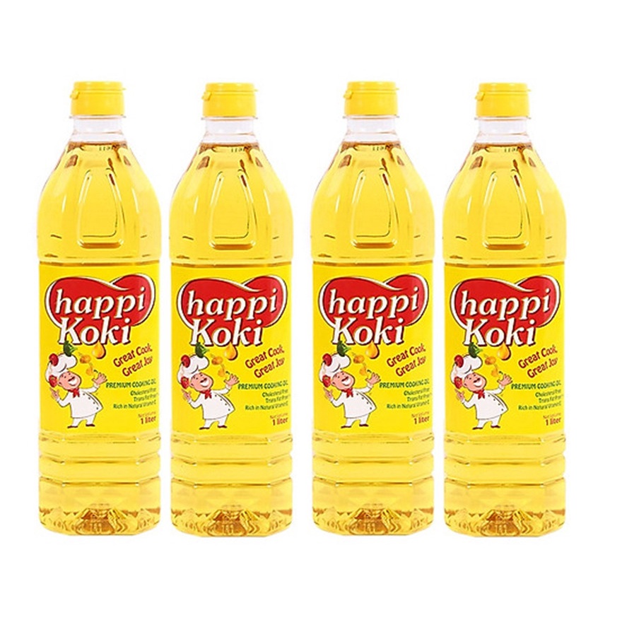 4 Chai Dầu Ăn Happi Koki 1L