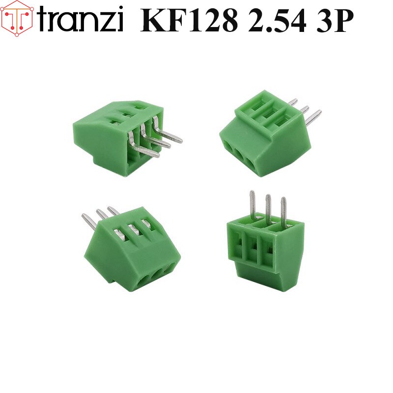 Cầu đấu 2.54mm KF128 2.54 3P chân cắm thẳng xanh - túi 5 cái