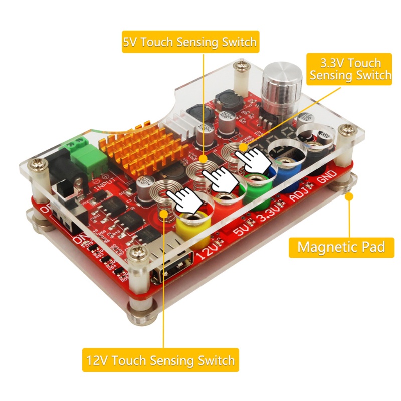 Bộ Bảng Mạch Nguồn ATX Acrylic Hỗ Trợ Núm Vặn Điện Áp 3.3V 5V 12V 1.8