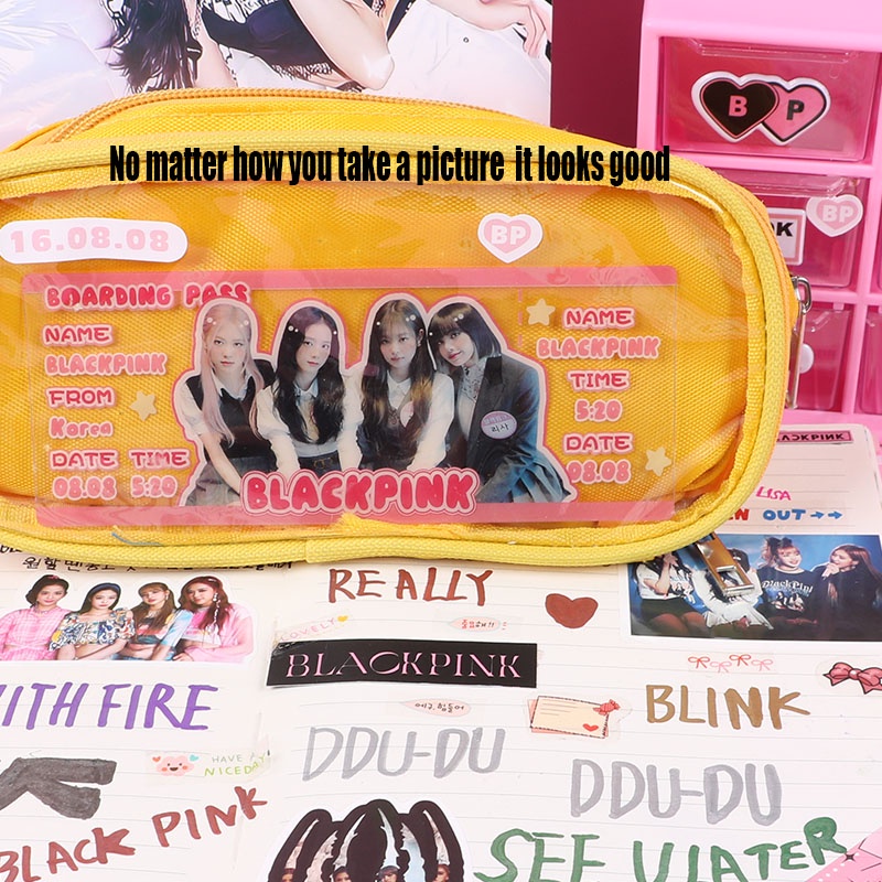VPP250 Thẻ mô phỏng vé máy bay họa tiết thần tượng trong suốt hình ảnh nhóm nhạc BlackPink