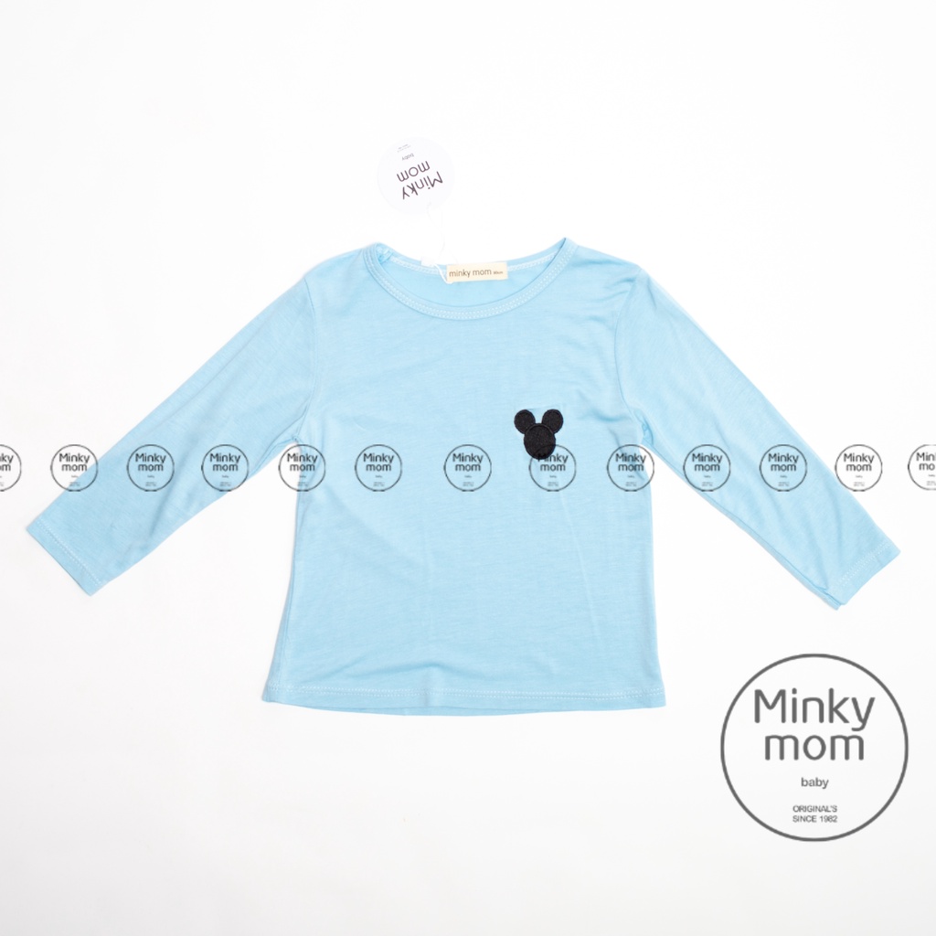 [SALE] Áo Thun Bé Trai, Bé Gái Minky Mom Vải Thun Lạnh Thêu Ngực Mickey, Áo Dài Tay Cho Bé Mặc Thu Đông MKMTDA2101