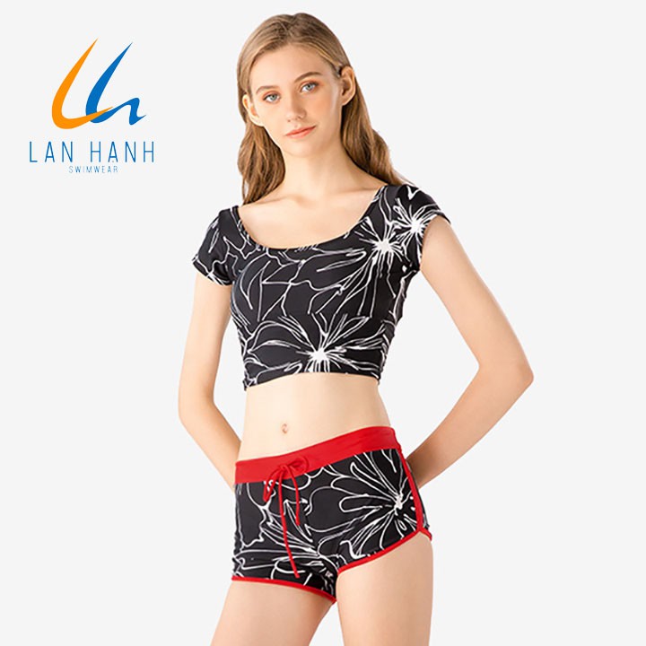 Bikini croptop tay ngắn quần short Lan Hạnh 21059-DE206