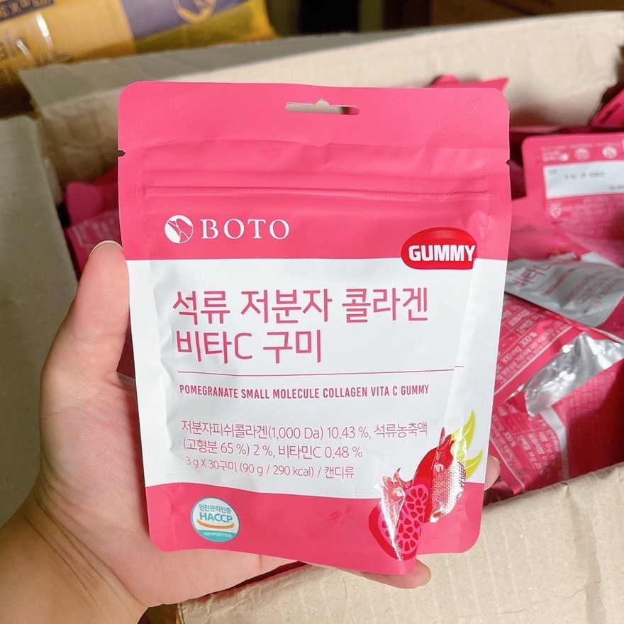 Kẹo Collagen Lựu Boto Kẹo Dẻo Gummy Collagen Vitamin C Hàn Quốc