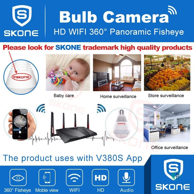 Camera An Ninh V380 Kết Nối Wifi Xoay 360 Độ