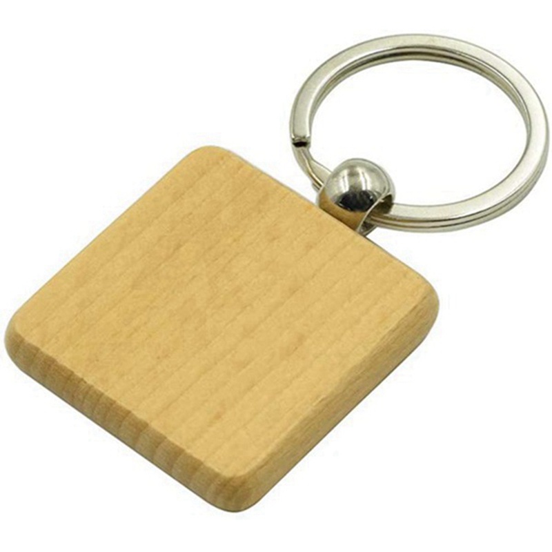 Set 30 Móc Khóa Gỗ Hình Vuông Trơn DIY