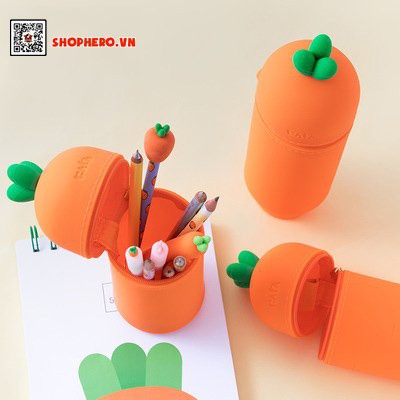 Ống đựng bút đa năng mềm hình củ rà rốt