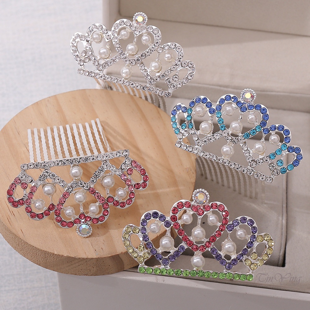 GETNOIVAS Lược Cài Tóc Hình Vương Miện Mini Chống Trượt Cho Bé Gái