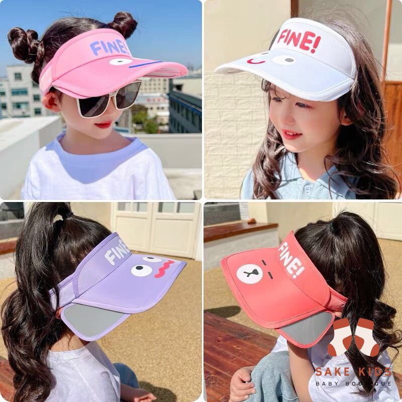 Mũ vành rộng đi biển mùa hè cho bé trai bé gái từ 2-5 tuổi nhiều màu FINE dễ thương có chống tia UV phong cách Hàn Quốc