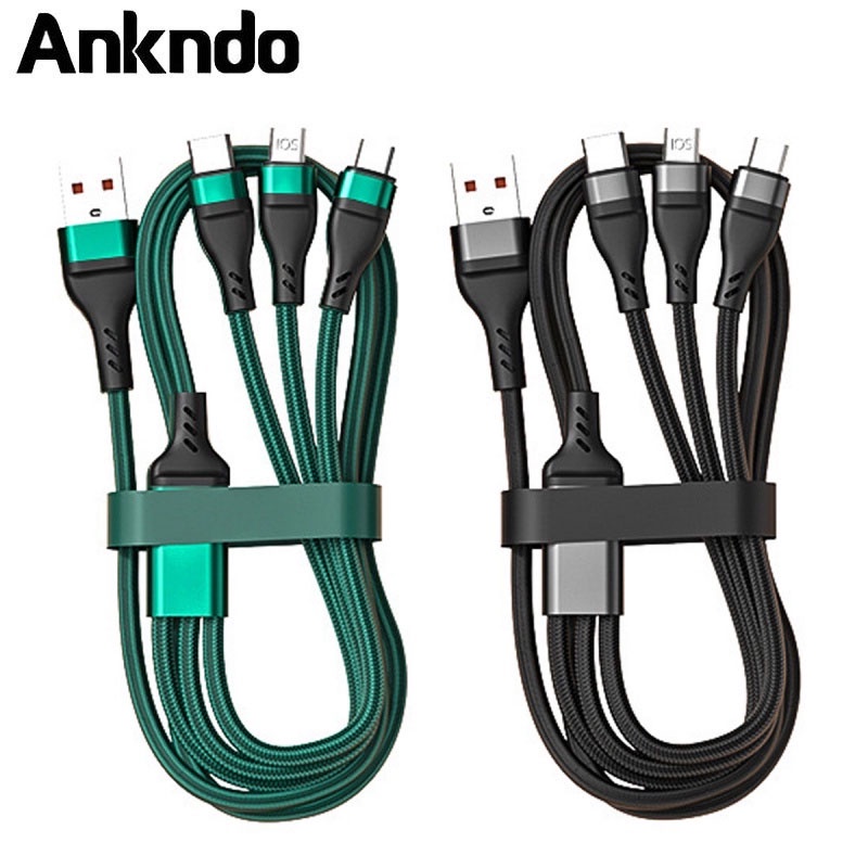 Cáp sạc nhanh/ Dây quấn dây cáp ANKNDO 6A 3 trong 1 cho điện thoại Huawei Xiaomi