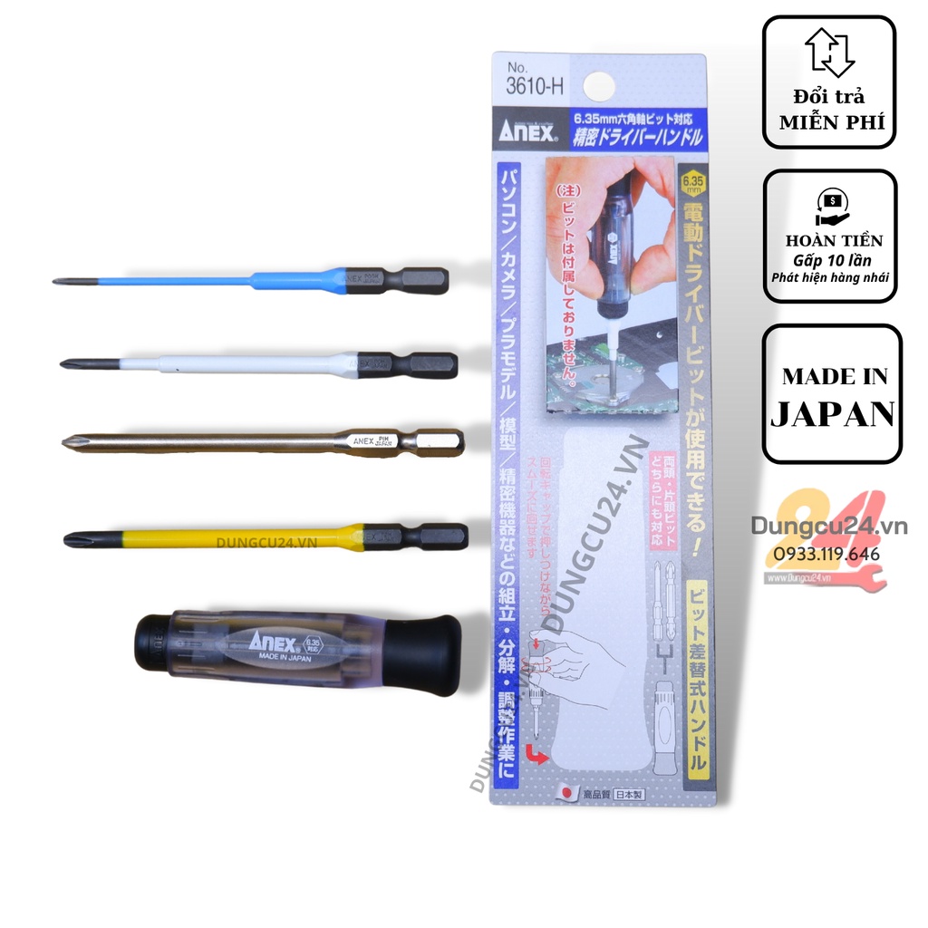 Cán tô vít nhật sửa điện tử, cán tô vít sửa điện thoại ANEX 3610-H [made in japan]