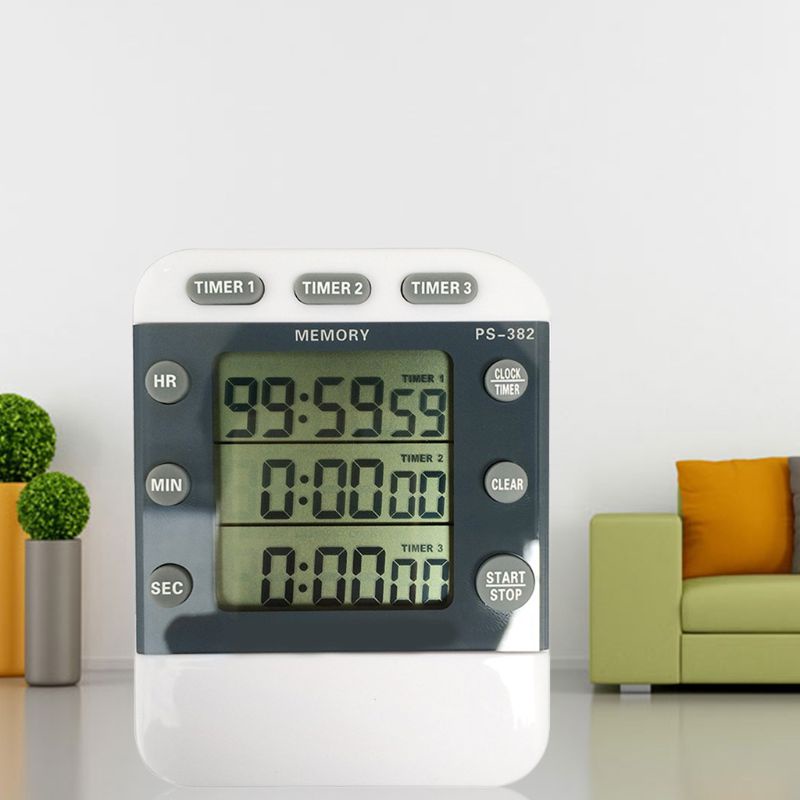 Đồng Hồ Bấm Giờ Đếm Ngược 99 Giờ 3 Kênh 12 / 24 Giờ