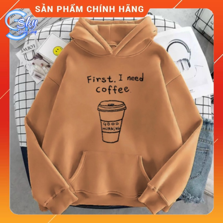 ÁO HOODIE UNISEX   in CHỮ I NEED COFFE SIÊU HOTT