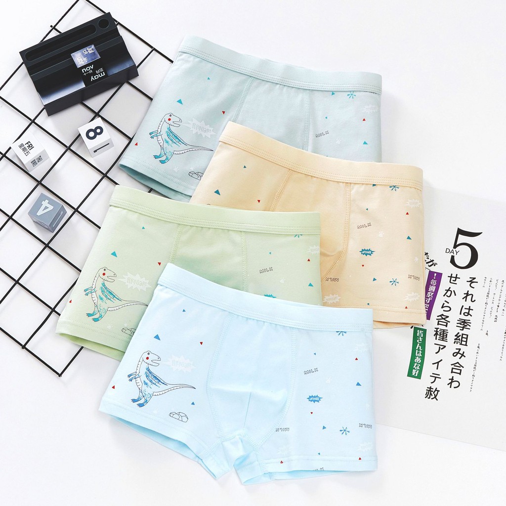 Bộ 4 quần lót Khủng Long siêu cute cho bé trai - giúp bé giữ ấm trong lúc ngủ - hoạt động ngoài trời hay trong nhà
