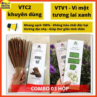 [COMBO 3 HỘP] Nhang Quế Nhang Khuynh Diệp Nhang sạch thảo mộc thiên nhiên An An - Siêu Thị Gia Đình 360
