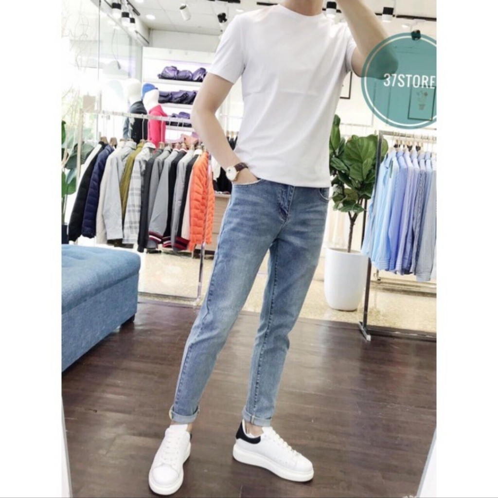 Quần Jean Nam Chất Bò AD113JM Xanh Wash Cao Cấp Trẻ Trung Cá