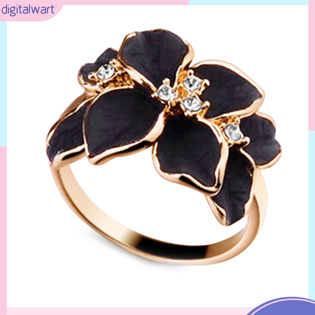 Nhẫn hợp kim hình hoa đính đá xinh xắn