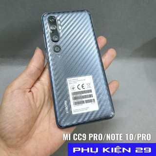 [Xiaomi Mi CC9 Pro/ Mi Note 10/ Mi Note 10 Pro/ Mi Note 10 Lite] Dán lưng 3D chống xước vân Cacbon - Carbon