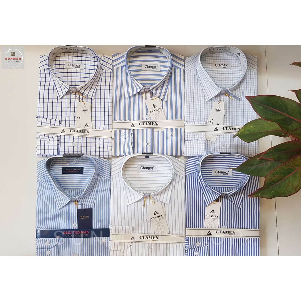 Áo Sơ Mi Nam Trung Niên Dài Tay Kẻ Sọc Chất Cotton Mềm Mại SUNMEN Size Từ 50kg - 80kg