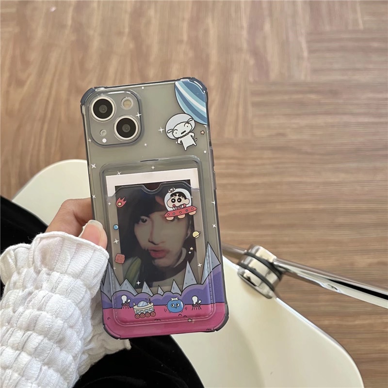 Ốp Điện Thoại Dẻo Họa Tiết Hoạt Hình Cậu Bé Bút Chì Kèm Giá Đỡ Cho iphone XS/11/12pro max