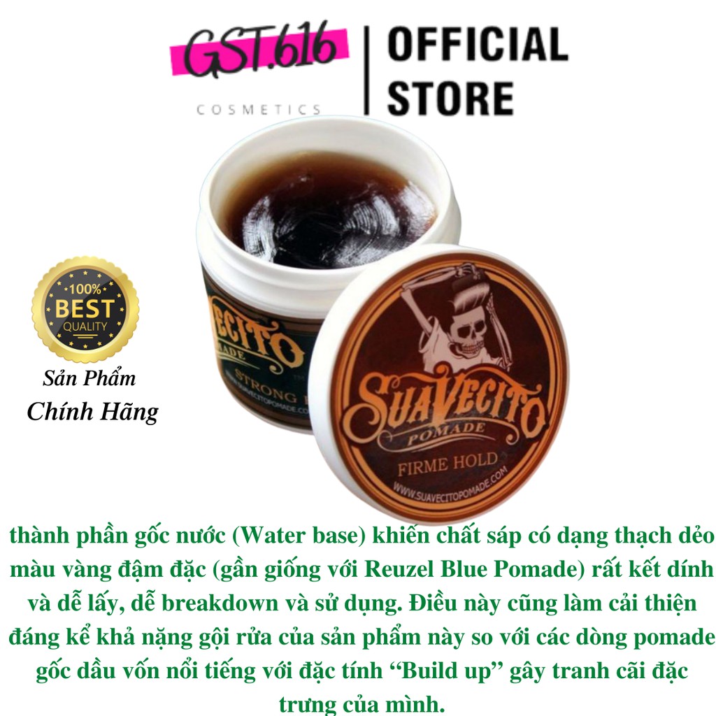 Sáp vuốt tóc nam tạo kiểu tóc Suavecito Firme Hold Pomade siêu cứng giữ nếp