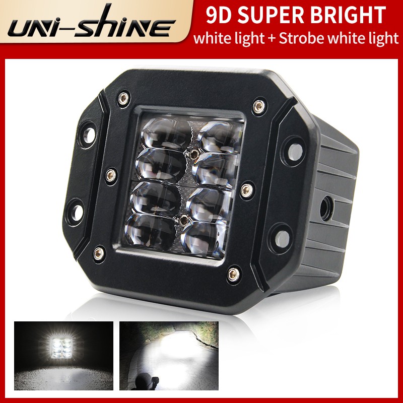 UNI-SHINE Đèn Led siêu sáng 9D 80W Đèn chiếu sáng làm việc 12V 5 &quot;Đèn lái xe lũ lụt Đèn nhấp nháy Thanh đèn Led 24V DRL cho Xe tải 4x4 ATV Mũ bảo hiểm Đèn sương mù