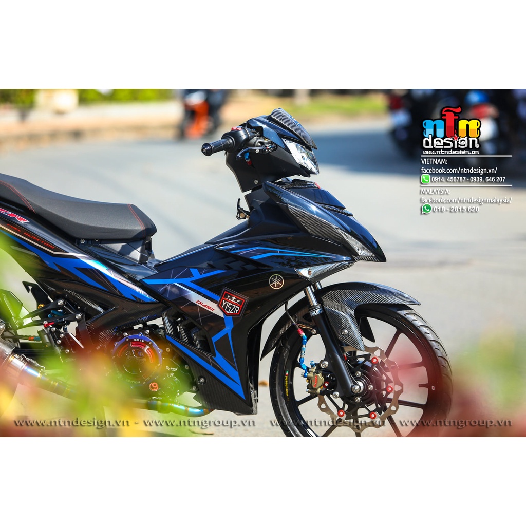 Tem rời exciter 150 đen xanh dương 715zr chỉ , tem 3 lớp cao cấp