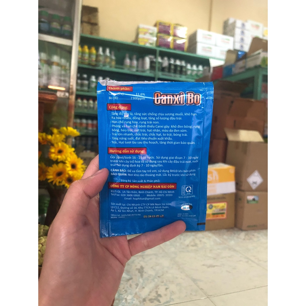 Phân bón vi lượng Canxi Bo- chống rụng hoa, trái non - gói 20ml