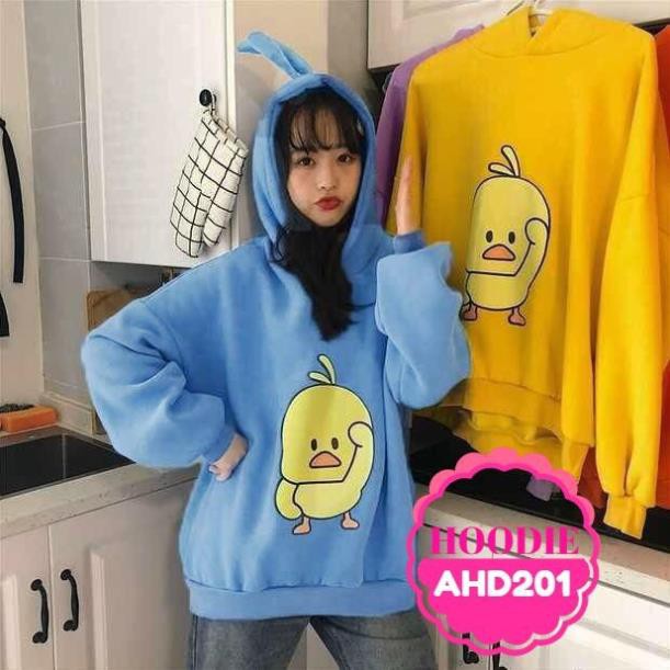 ÁO HOODIE IN VỊT XINH XẮN AHD201 ⚡100% ẢNH THẬT⚡HOODIE NỮ SIÊU DỄ THƯƠNG