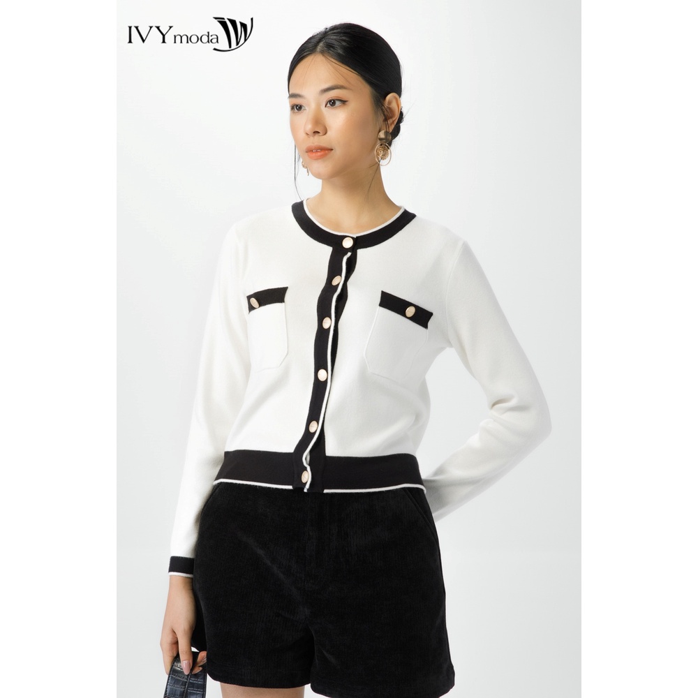 Áo khoác len nữ viền màu IVY moda MS 77B8867