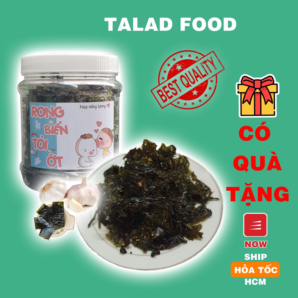 rong biển cháy tỏi TALAD FOOD, ăn vặt Sài Gòn, siêu ngon siêu rẻ