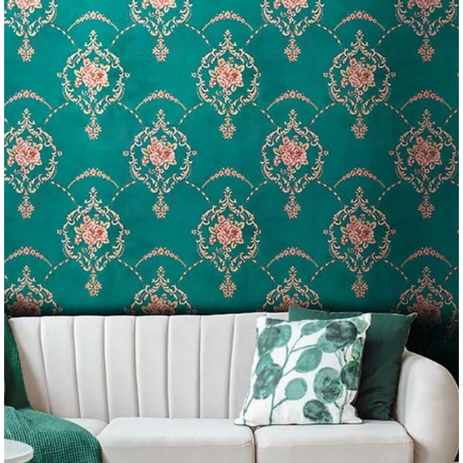 Decal giấy dán tường CHÂU ÂU XANH LÁ MỚI khổ 45cm keo sẵn