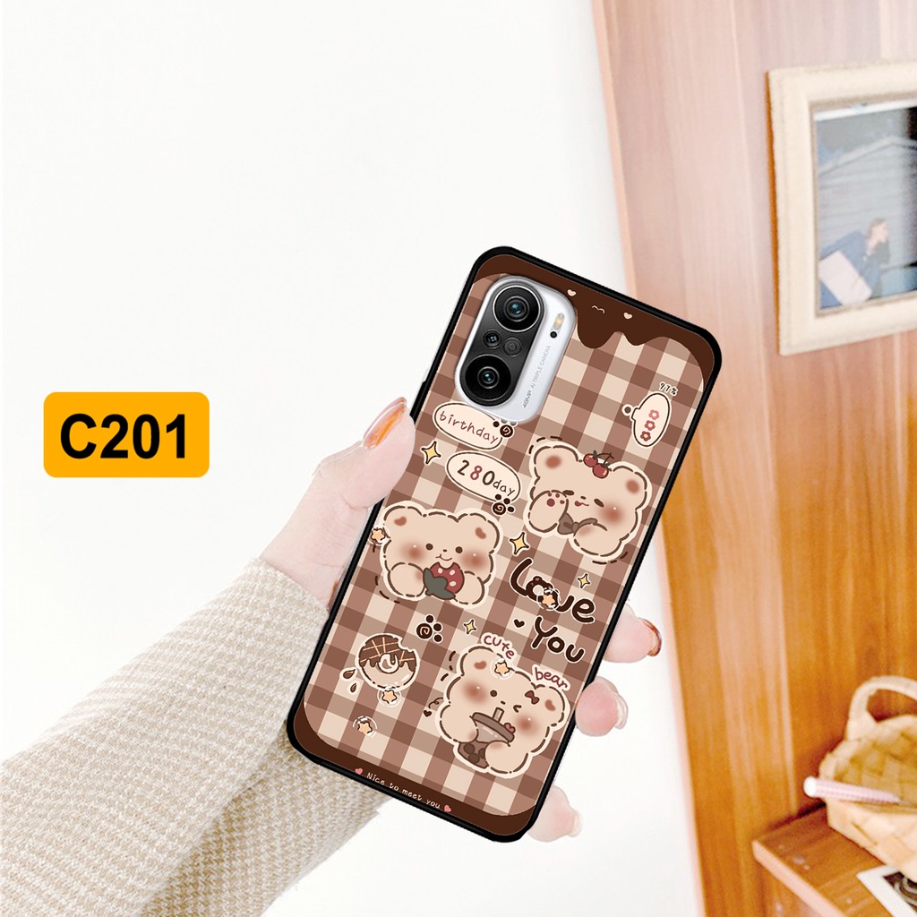 Ốp lưng Xiaomi Redmi K40 / Redmi K40 Pro / Redmi K40 Gaming in hình caro gấu thỏ dễ thương