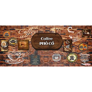 Tranh dán tường 3D trang trí tiệm cafe