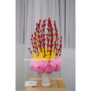 Sét nguyên liệu tự làm 50 cành nụ tầm xuân cao 60cm+10 tờ lụa