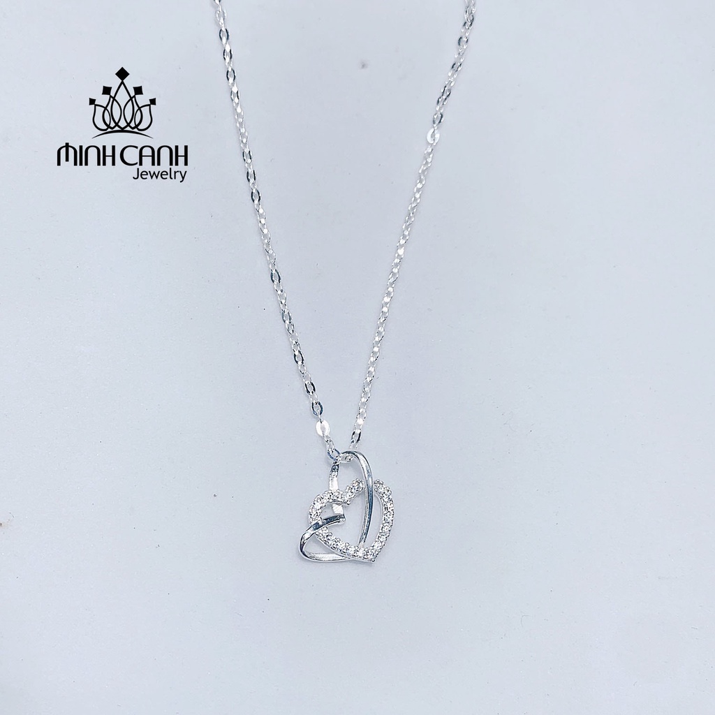 Vòng Cổ Bạc Minh Canh Jewelry Hai Trái Tim Lồng Nhau