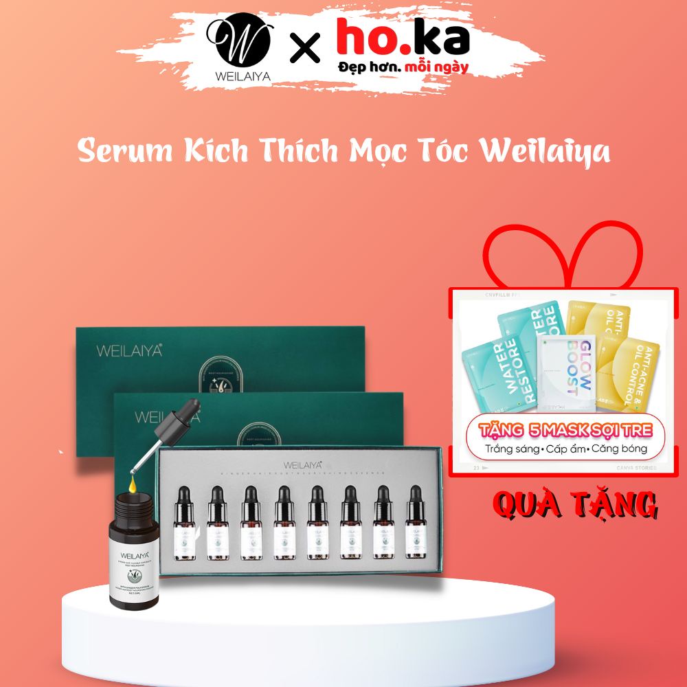 Serum huyết thanh mọc tóc Weilaiya HOKA ngăn ngừa rụng và kích thích mọc tóc nhanh chóng 8 lọ 5ml