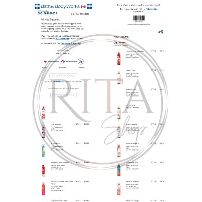 [Mỹ - Canada] Xịt Thơm Toàn Thân Body Mist Bath &amp; Body Works Fine Fragrance Mist Travel &amp; Full Size 75 236 ML