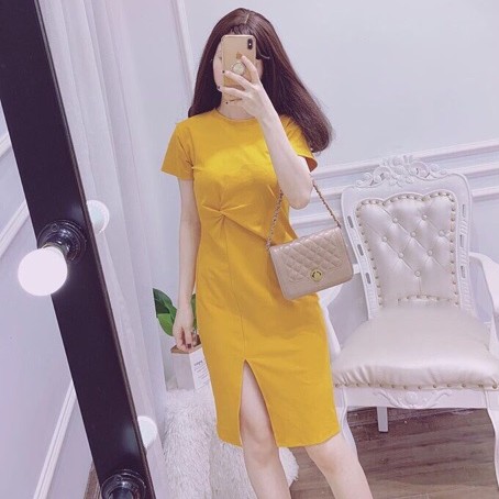 Váy suông có size xoắn eo xẻ dáng dài chất đẹp | BigBuy360 - bigbuy360.vn